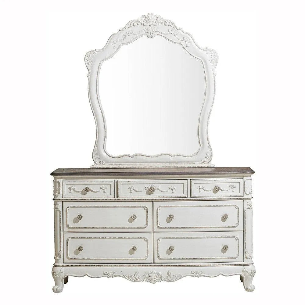 Cinderella Antique White Mirror (Mirror Only) by Homelegance at Eve Furniture