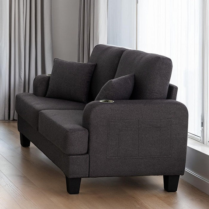 Cinderford Dark Gray Loveseat by Furniture of America at Eve Furniture