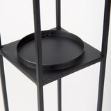 Cindy Set of 2 Matte Black Metal and Hurricane Glass Pillar Tabletop Candle Holders by Mercana at Eve Furniture