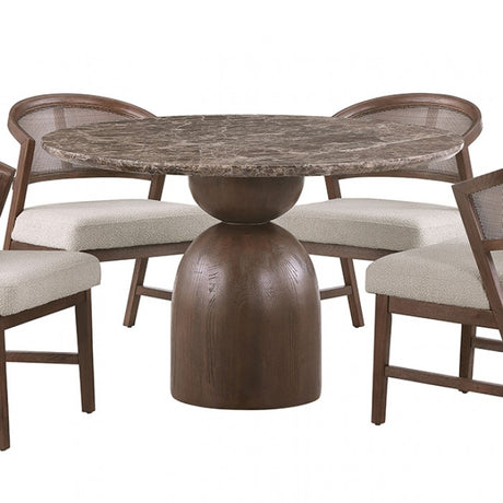 Cirava Dark Brown Round Dining Table by Furniture of America at Eve Furniture