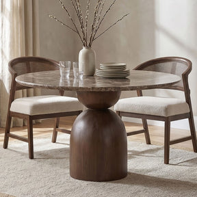 Cirava Dark Brown Round Dining Table by Furniture of America at Eve Furniture