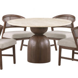 Cirava Travertine Round Dining Table by Furniture of America at Eve Furniture