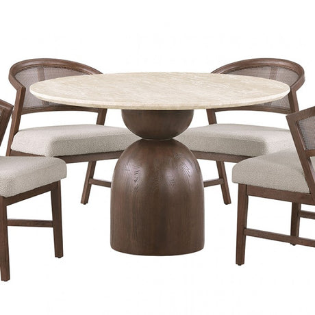Cirava Travertine Round Dining Table by Furniture of America at Eve Furniture