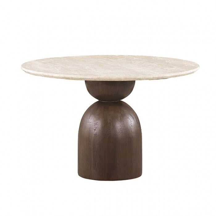 Cirava Travertine Round Dining Table by Furniture of America at Eve Furniture