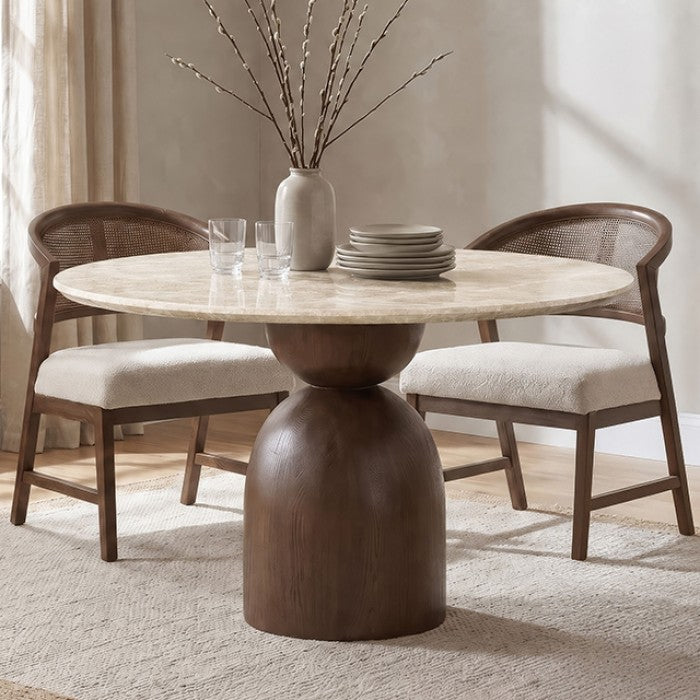 Cirava Travertine Round Dining Table by Furniture of America at Eve Furniture
