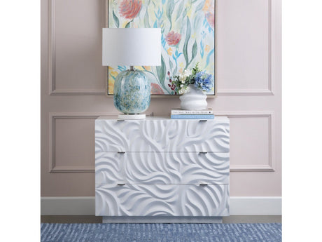 Cirrus White Three-Drawer Chest by Crestview at Eve Furniture
