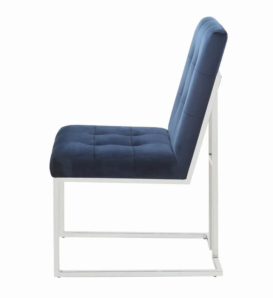 Cisco Ink Blue/Chrome Upholstered Dining Chairs, Set of 2 by Coaster at Eve Furniture