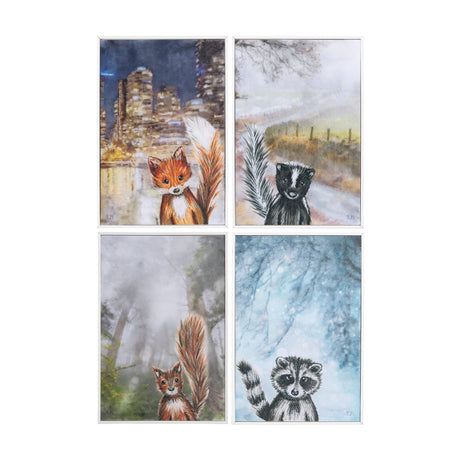 City Fox by Mercana Studio a Hand Embelished Textured Framed Art Print by Mercana at Eve Furniture