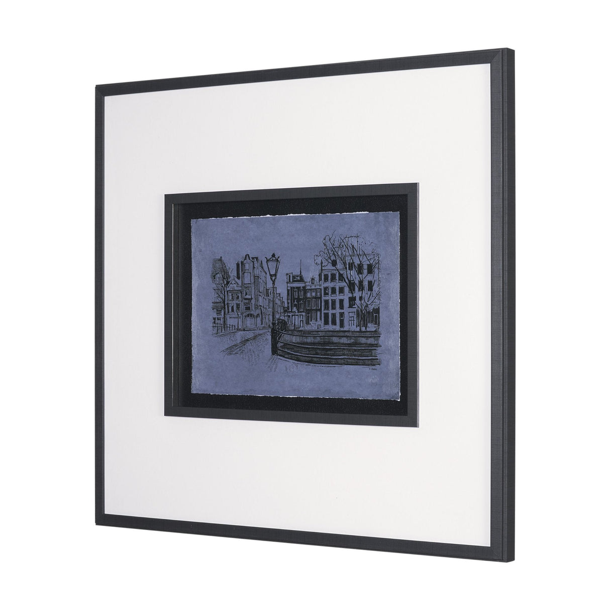 City of Canals II by Mercana Studio Hand Embelished Textured Framed Artwork Matted under Glass by Mercana at Eve Furniture