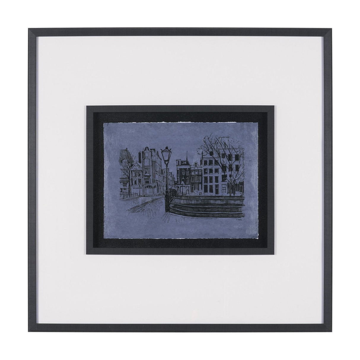 City of Canals II by Mercana Studio Hand Embelished Textured Framed Artwork Matted under Glass by Mercana at Eve Furniture