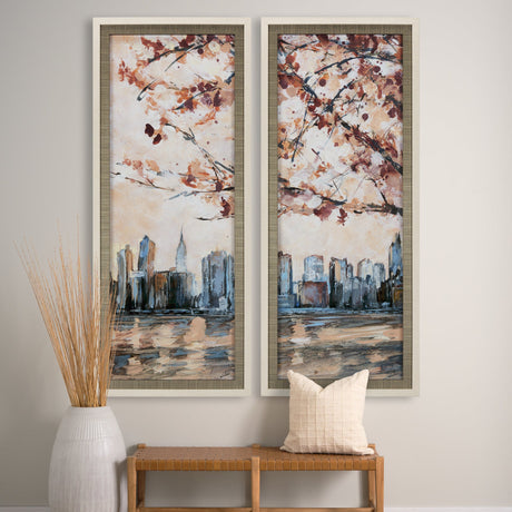 City Sunset by Mercana Studio a Hand Embellished Textured Framed Art Print Matted under Glass by Mercana at Eve Furniture