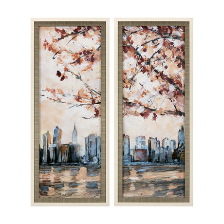 City Sunset by Mercana Studio a Hand Embellished Textured Framed Art Print Matted under Glass by Mercana at Eve Furniture