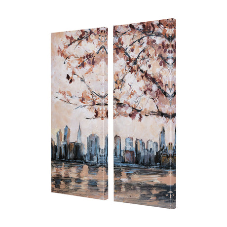 City sunset(L) by Mercana Studio a Hand Embellished Textured Canvas by Mercana at Eve Furniture