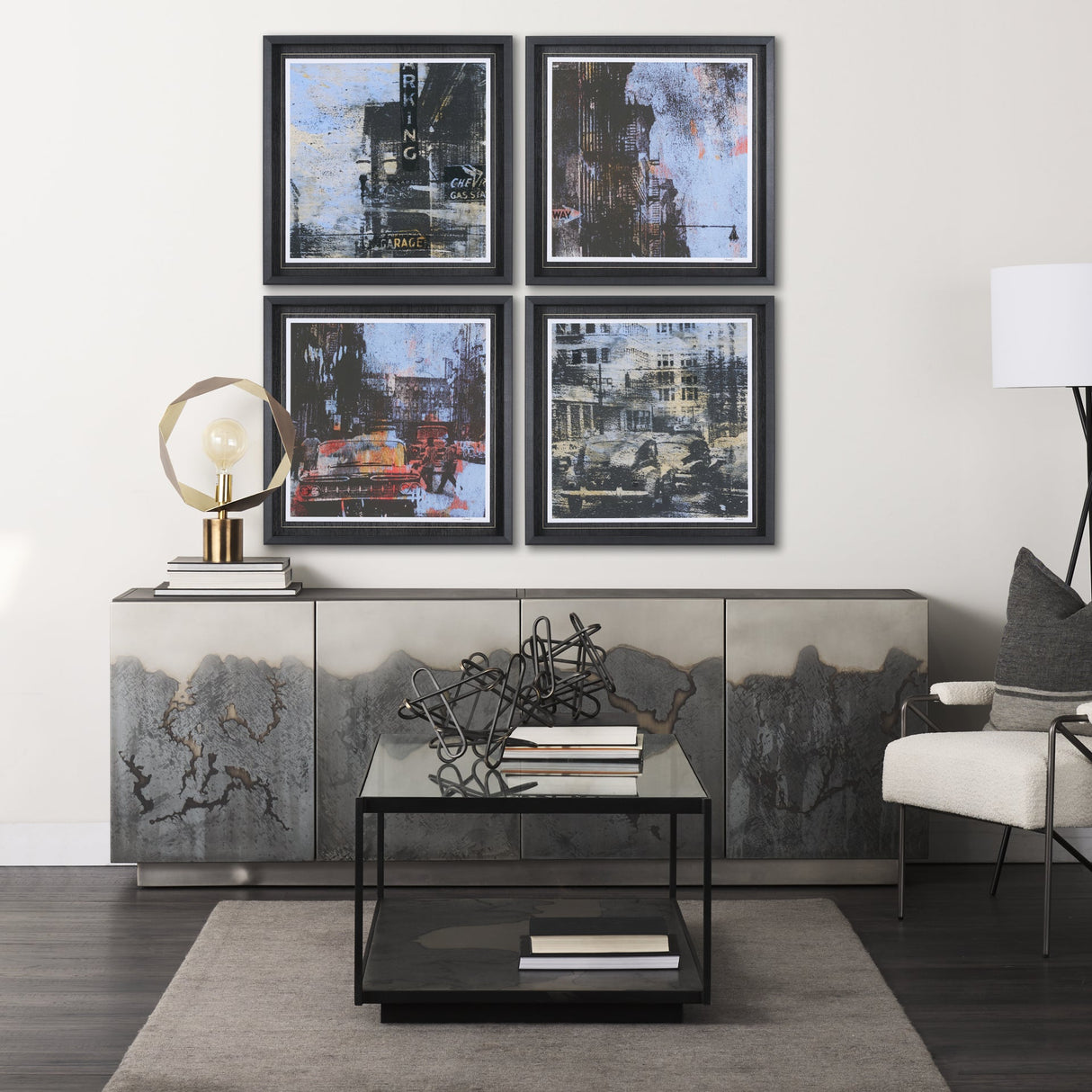 City Vibe III by Mercana Studio a Hand Embellished Textured Framed Art Print Matted under Glass by Mercana at Eve Furniture