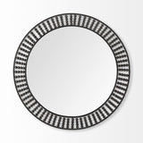 Claiborne Round Black Metal Frame Mirror w/Wood Beads by Mercana at Eve Furniture