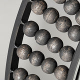 Claiborne Round Black Metal Frame Mirror w/Wood Beads by Mercana at Eve Furniture