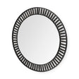 Claiborne Round Black Metal Frame Mirror w/Wood Beads by Mercana at Eve Furniture