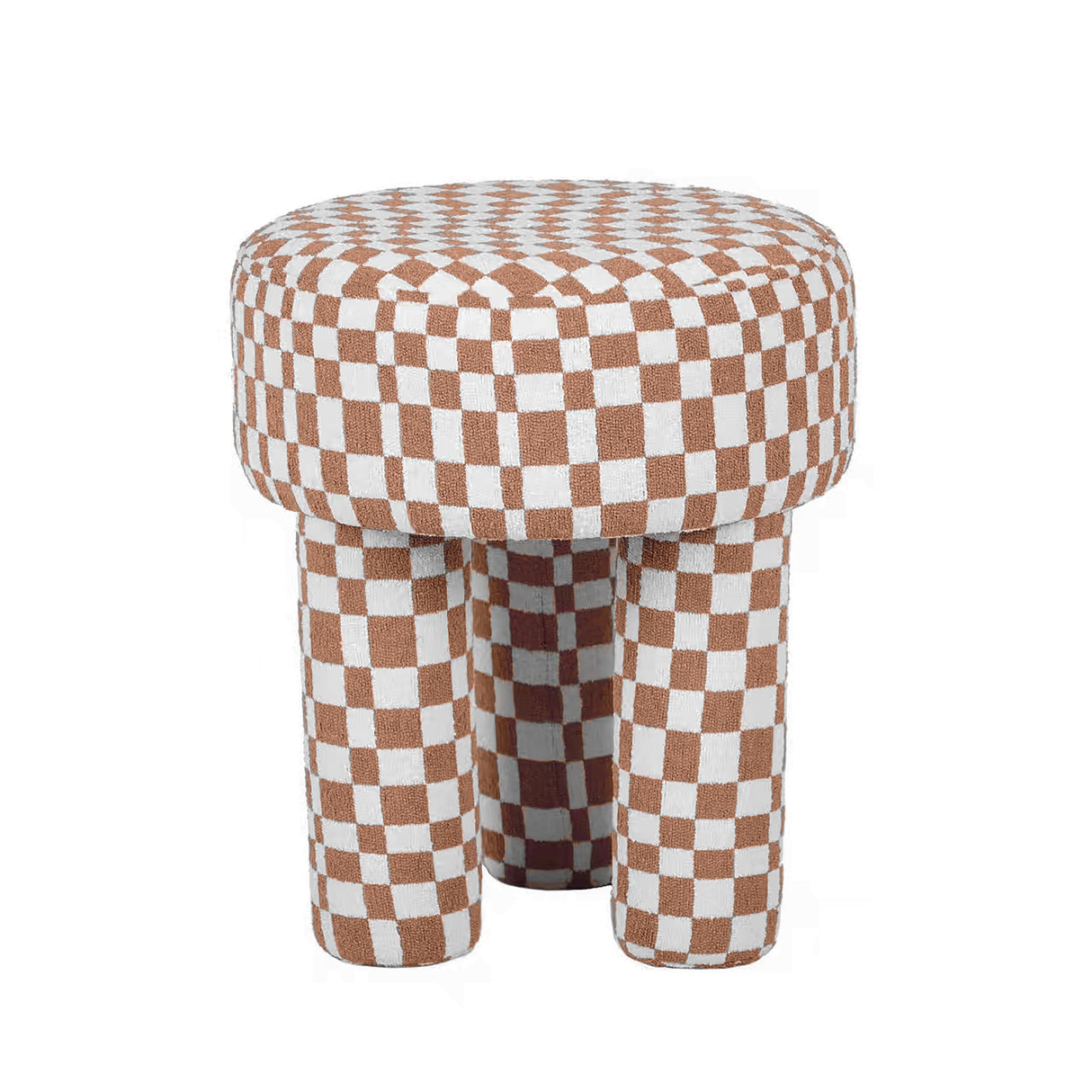 Claire Brown Checkered Boucle Stool by TOV Furniture at Eve Furniture