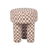 Claire Brown Checkered Boucle Stool by TOV Furniture at Eve Furniture