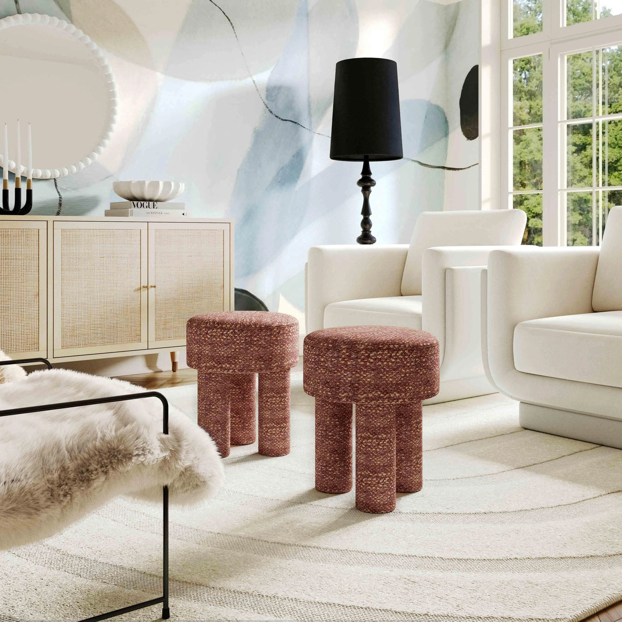 Claire Nubby Stool by TOV Furniture at Eve Furniture