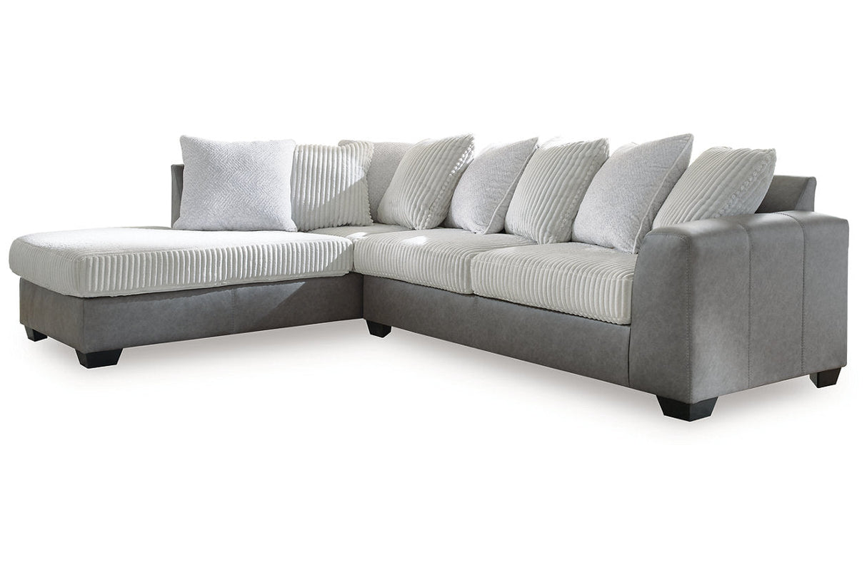 Clairette Court Alloy 2-Piece Left Arm Facing (LAF) Chaise Sectional by Ashley at Eve Furniture