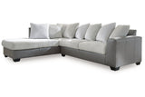 Clairette Court Alloy 2-Piece Left Arm Facing (LAF) Chaise Sectional by Ashley at Eve Furniture