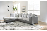 Clairette Court Alloy 2-Piece Left Arm Facing (LAF) Chaise Sectional by Ashley at Eve Furniture