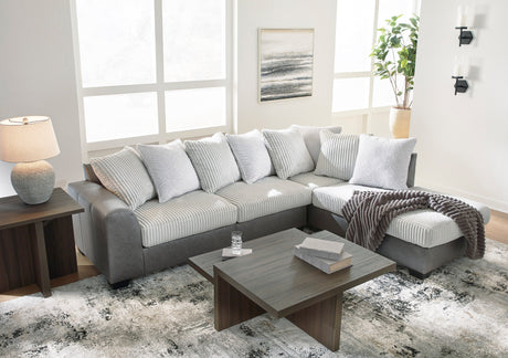 Clairette Court Alloy 2-Piece Right Arm Facing (RAF) Chaise Sectional by Ashley at Eve Furniture