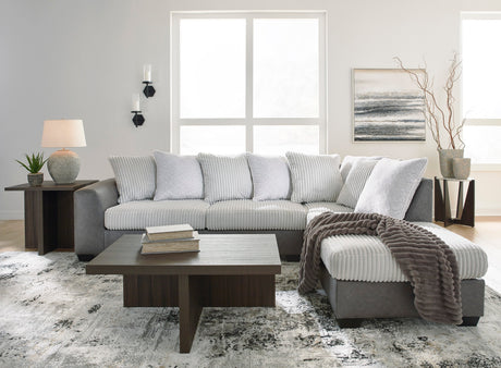 Clairette Court Alloy 2-Piece Right Arm Facing (RAF) Chaise Sectional by Ashley at Eve Furniture