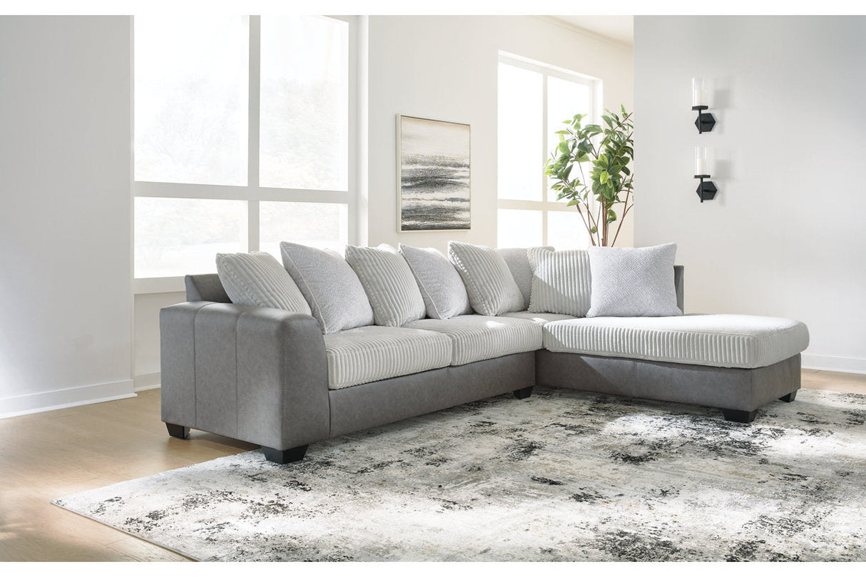 Clairette Court Alloy 2-Piece Right Arm Facing (RAF) Chaise Sectional by Ashley at Eve Furniture
