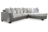 Clairette Court Alloy 2-Piece Right Arm Facing (RAF) Chaise Sectional by Ashley at Eve Furniture