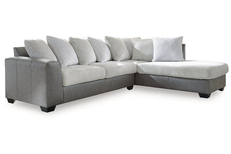 Clairette Court Alloy 2-Piece Right Arm Facing (RAF) Chaise Sectional by Ashley at Eve Furniture