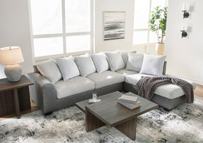 Clairette Court Alloy 2-Piece Right Arm Facing (RAF) Chaise Sectional by Ashley at Eve Furniture