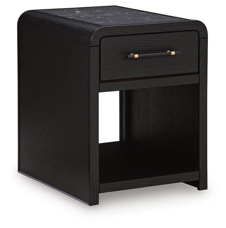 Clanden Black Rectangular End Table by Ashley at Eve Furniture