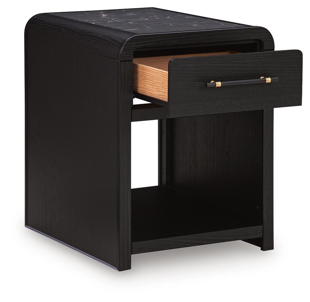 Clanden Black Rectangular End Table by Ashley at Eve Furniture