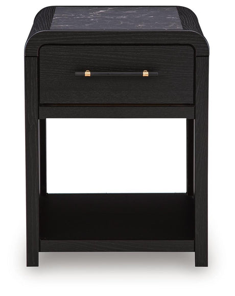 Clanden Black Rectangular End Table by Ashley at Eve Furniture