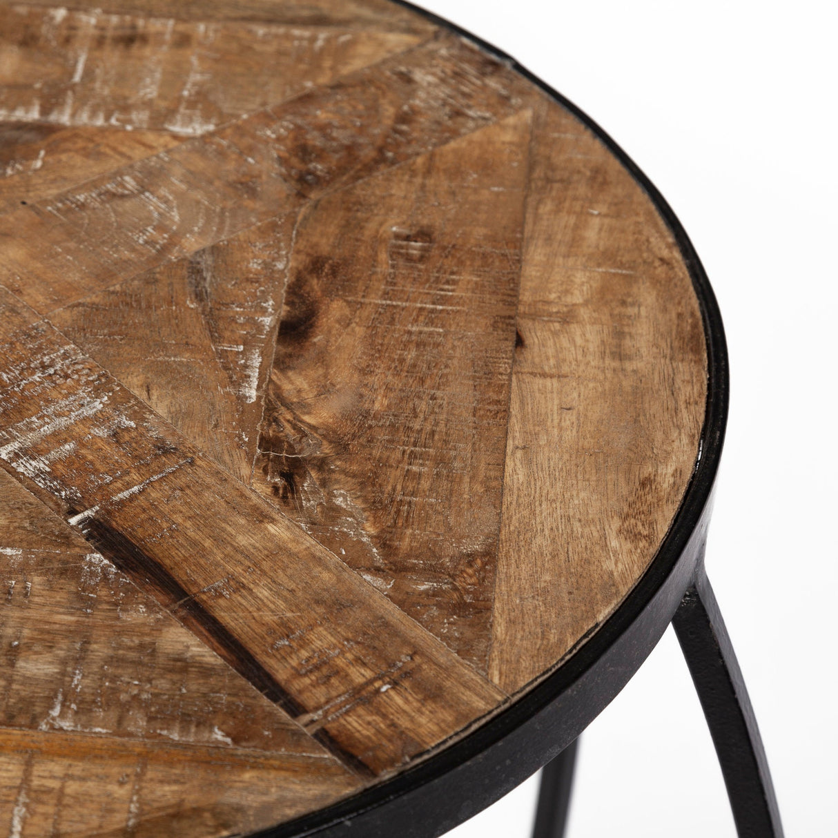 Clapp III (Set of 2) 20L x 20W Brown Round Wood Top W/ Black Metal Frame Nesting Accent Tables by Mercana at Eve Furniture