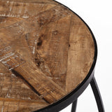 Clapp III (Set of 2) 20L x 20W Brown Round Wood Top W/ Black Metal Frame Nesting Accent Tables by Mercana at Eve Furniture