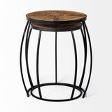 Clapp III (Set of 2) 20L x 20W Brown Round Wood Top W/ Black Metal Frame Nesting Accent Tables by Mercana at Eve Furniture