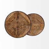 Clapp III (Set of 2) 20L x 20W Brown Round Wood Top W/ Black Metal Frame Nesting Accent Tables by Mercana at Eve Furniture