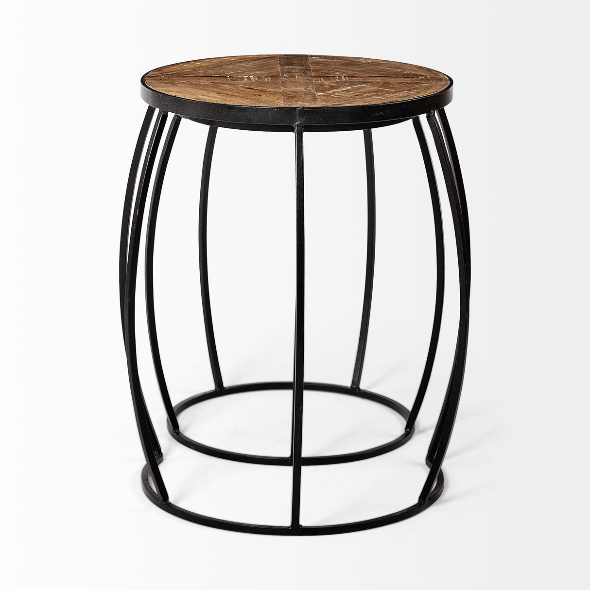 Clapp III (Set of 2) Brown Round Wood Top W/ Black Metal Frame Nesting Accent Tables by Mercana at Eve Furniture