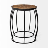 Clapp III (Set of 2) Brown Round Wood Top W/ Black Metal Frame Nesting Accent Tables by Mercana at Eve Furniture