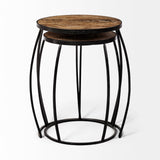 Clapp IV (Set of 2) Brown Round Wood Top W/ Black Iron Frame Nesting Accent Tables by Mercana at Eve Furniture
