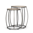 Clapp Round Light Brown W/ White Wash Wood and Silver Metal Nesting Accent Tables (Set of 2) by Mercana at Eve Furniture