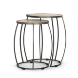 Clapp Round Light Brown W/ White Wash Wood and Silver Metal Nesting Accent Tables (Set of 2) by Mercana at Eve Furniture