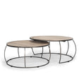 Clapp Round Light Brown W/ White Wash Wood and Silver Metal Nesting Coffee Tables (Set of 2) by Mercana at Eve Furniture