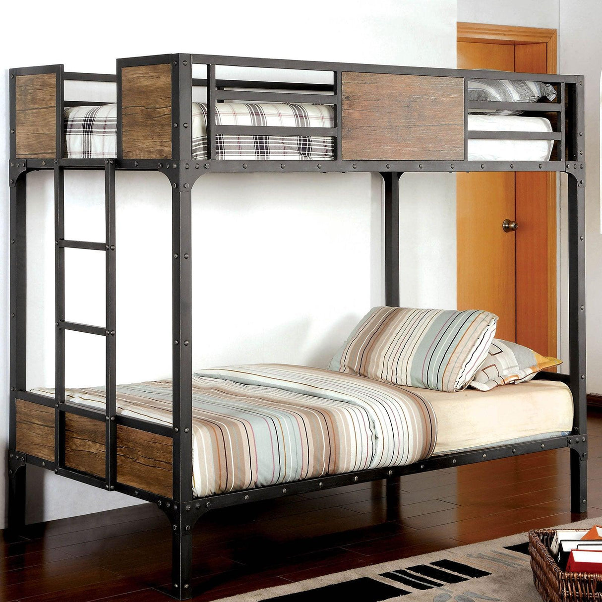 Clapton Black Twin/Twin Bunk Bed by Furniture of America at Eve Furniture