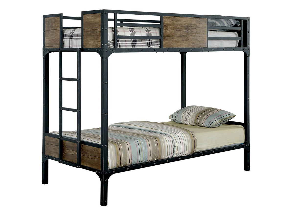 Clapton Black Twin/Twin Bunk Bed by Furniture of America at Eve Furniture