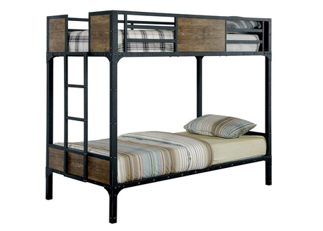 Clapton Black Twin/Twin Bunk Bed by Furniture of America at Eve Furniture