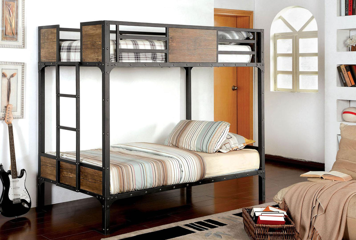 Clapton Black Twin/Twin Bunk Bed by Furniture of America at Eve Furniture